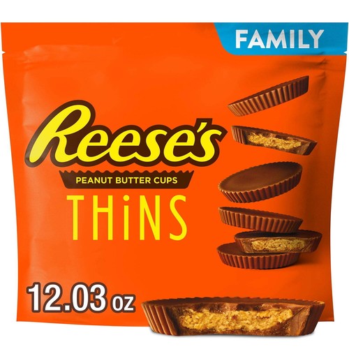 Reese's Thins Milk Chocolate Peanut Butter Cups Candy, Family Pack 12.03 oz