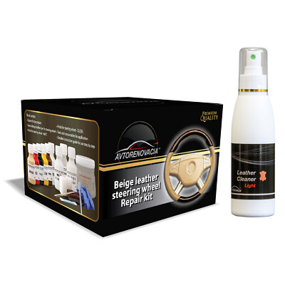 Beige Lederlenkrad Reparaturset DIY Kit Car Kit Lederreparatur