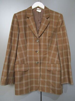 Kiton Blazer Braun Grau Großkariert Taschen Lang Gr L Itl 44 (P21-128)