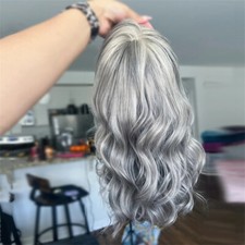 13x4 Lace front Wig Vrigin Human Hair Wig Grey Blonde Body Wave Wig 14''