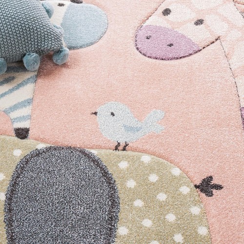 Carousel Kids Animal Rug - 5'3" Square, Stain Resistant & Pet-Friendly Design - Picture 7 of 8