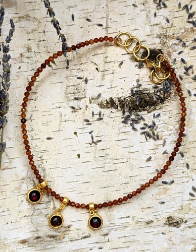 Natural Spessertine & Garnet In Beaded Necklace - Picture 6 of 9