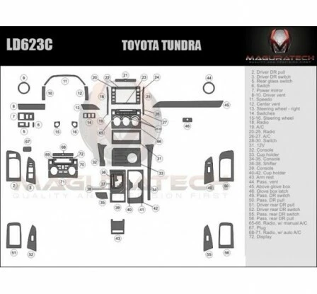 TOYOTA TUNDRA 14 2015 2016 2017 18 2019 Kit de molduras de tablero madera fibra de carbono aluminio Foto 2 de 4