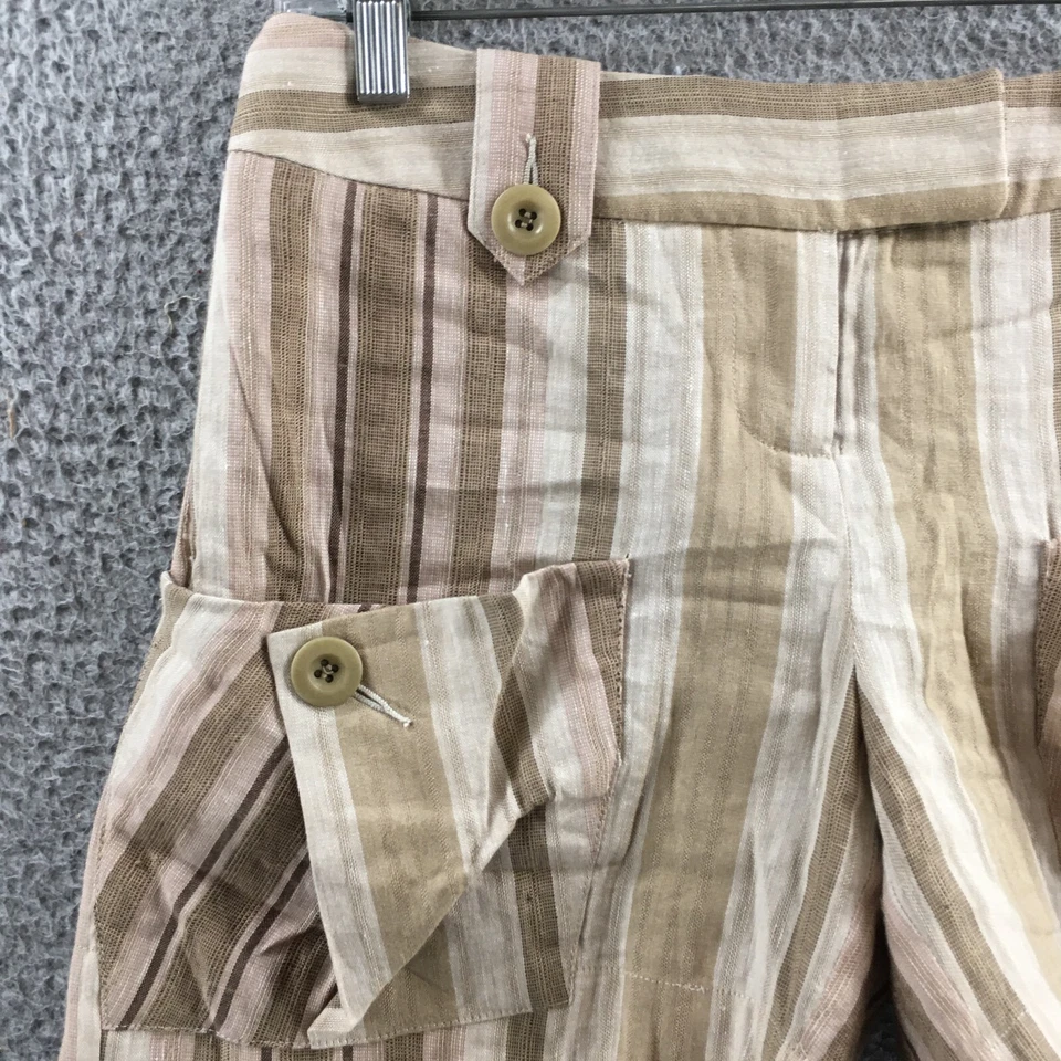 Bcbgirls Chino Shorts Womens 2 (Actual 30X5) Beige Striped Low Rise Casual Zip - Image 2 of 4