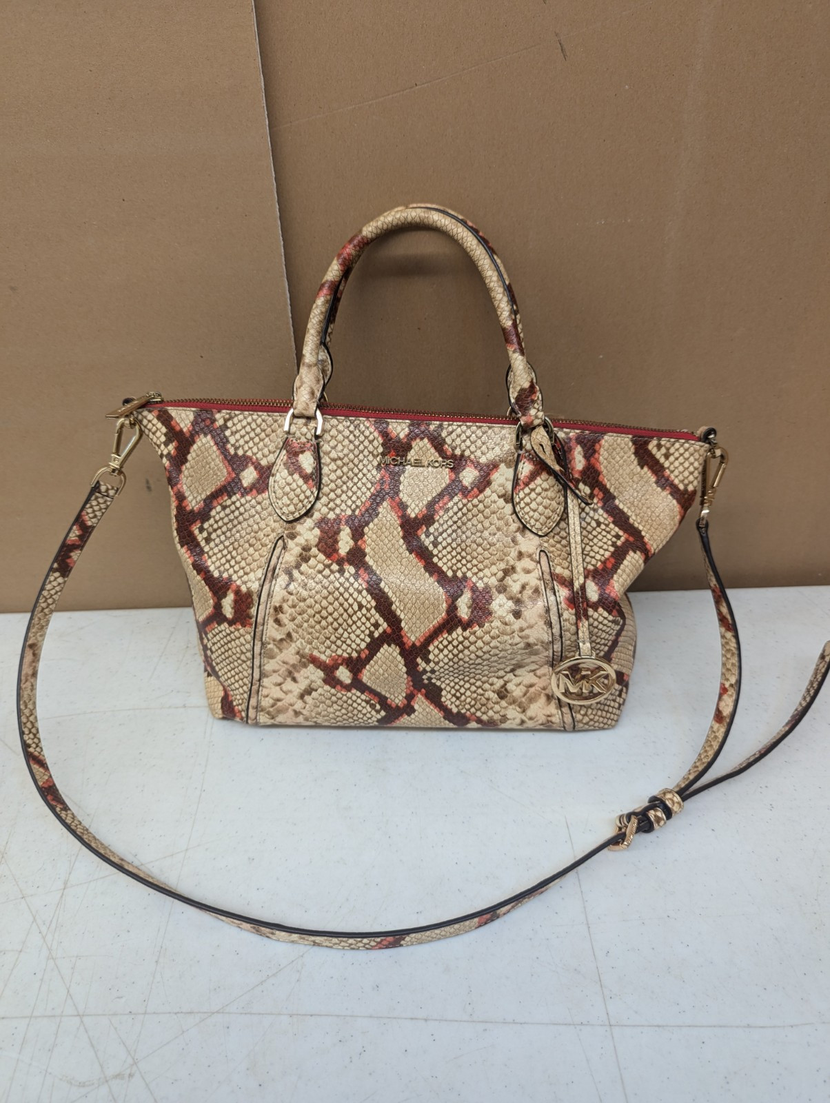 Michael Kors Lenox Python Satchel Handbag Purse - image 1
