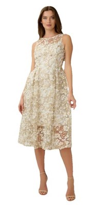 Adrianna Papell Floral Embroidered Fit & Flare Easter Dress Cream & Gold Size 4 | eBay Adrianna Papell Floral Embroidered Fit & Flare Easter Dress Cream & Gold Size 4 | eBay