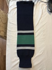 Adult Hockey Socks Knit 32  , Dark Navy, Green, Grey. Rare