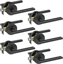 Matte Black Privacy Door Lever Set - 6 Pack Heavy Duty Indoor Handles