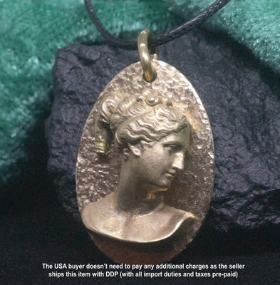 Venus De Milo Bronze Necklace, Aphrodite Pendant, Goddess of Love Handmade Charm