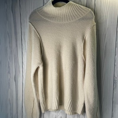 Universal Thread Sweater Women Size Large Ivory Oversize Mock Neck