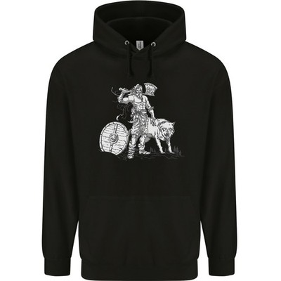 Viking mit Einem Wolf Und Shield Thor Walhalla Herren 80% Baumwolle Kapuzen