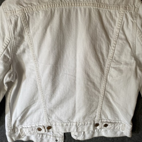 Ralph Lauren Denim & Supply Trucker Jacket Womens Large White Distressed ex Cond - Picture 13 of 19