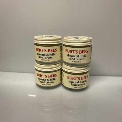 4 Pack- Burts Bees Almond And Milk Hand Cream 2 Oz Jars For Dry Hands