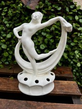 VTG Erphila Fayence Germany Art Deco Figural Flower Frog Holder