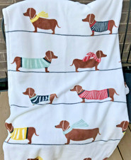 DACHSHUND n SWEATERS    PLUSH Throw BLANKET 50x70 WIENER DOGS New FREE SHIP