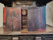 Two Vintage Abstract Oil Paintings On Canvas "Red And Black" 16"X12" Inches