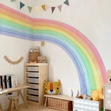 funlife Fabric Large Rainbow Stickers Peel and Stick, Irregular Precut Half W...