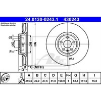 ATE 2X Bremsscheibe Vorne Ø345 Mm BelüFtet FüR Volvo XC60 II 246 2.0 D4 XC90
