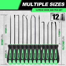 12-Piece Pick and Hook Tool Set for Auto Oil Seals and Gaskets