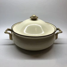 Vintage 2-Pc Pot Lid Pan Lid 1983 Gailstyn-Sutton Enamel Cream Gold