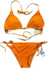 Michael Kors Orange ribbed bikini 2 pc set Size XL 118 NWT  
