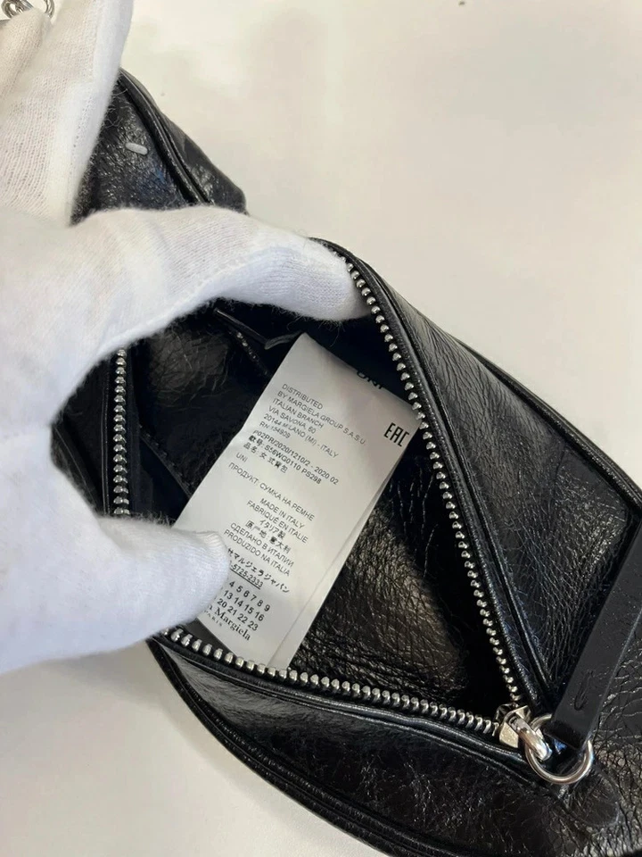 Bolso de hombro Maison Margiela Tabi Suela Cuero Negro Plata Damas Foto 3 de 4