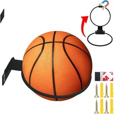 Basketball Holder Wall Mount, Foldable 16cm/6.3in Diameter, Black