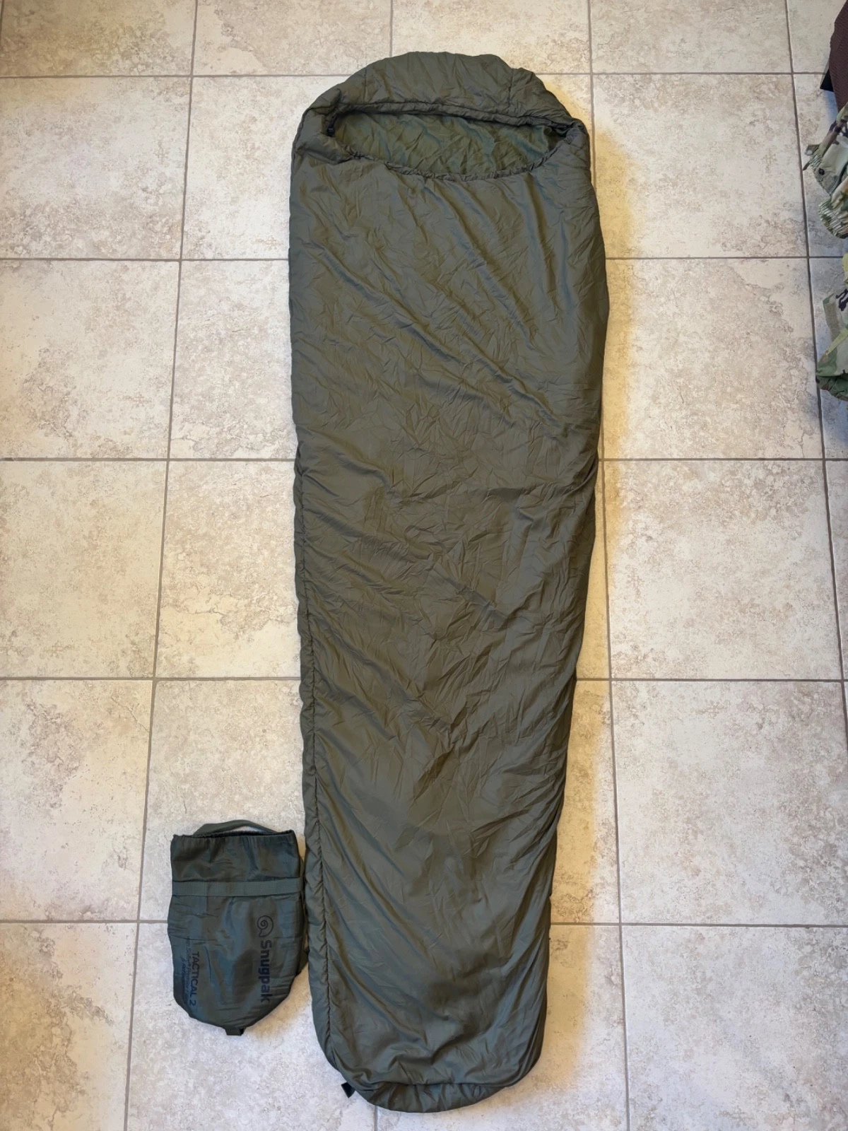 Snugpak Tactical 2 Sleeping Bag 32F/0C UK Made Olive Green Rightside Zipper 39oz
