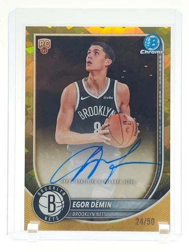 EGOR DEMIN 2025-26 BOWMAN CHROME SAPPHIRE GOLD ROOKIE RC AUTO /50 NETS Q7656