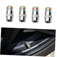 4PCS Car Tire Pressure Monitor Valve Stem Caps, 2.4Bar 36PSI Car Tire Silver
