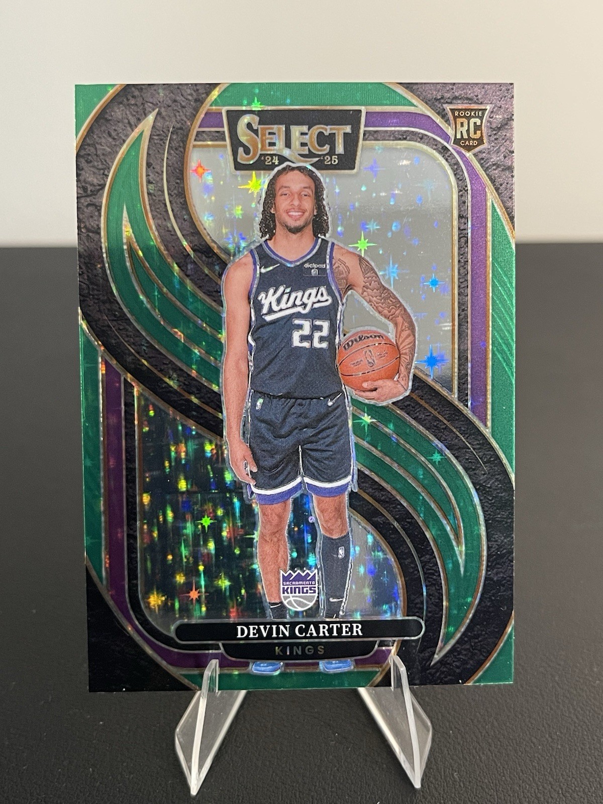 2024-25 Panini Select - Premier Level Devin Carter #174 Green Stars Prizm (RC)