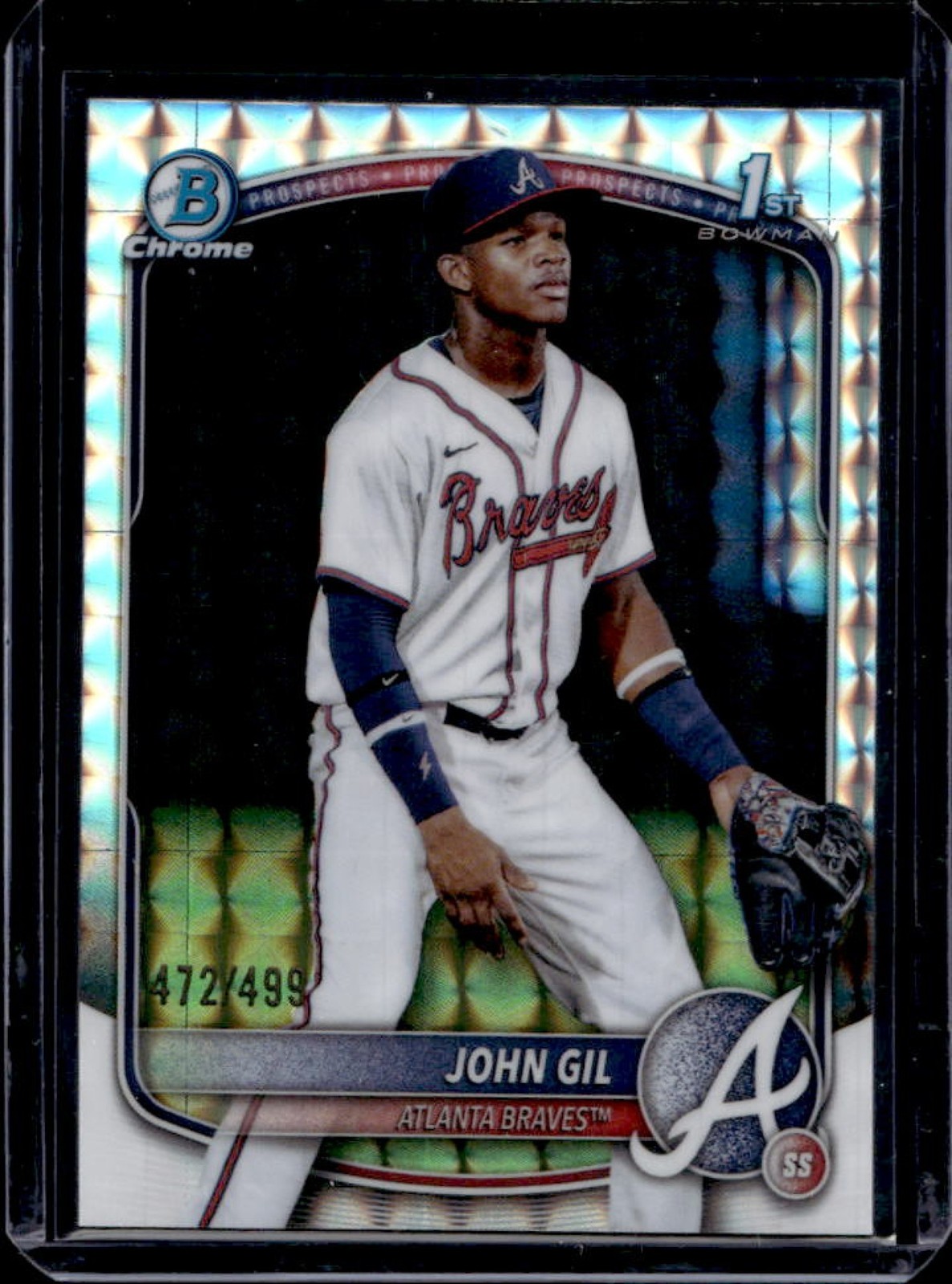 2025 Bowman Chrome John Gil Geometric Refractor 1st #472/499 Braves