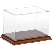 Plymor Clear Acrylic Display Case with Hardwood Base, 6" W x 4" D x 4" H