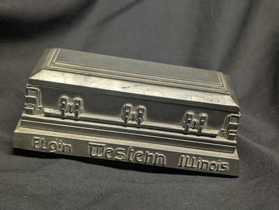 ANTIQUE ELGIN, IL~WESTERN/METAL BURIAL CASKET COFFIN ADV. SALESMAN SAMPLE BOX
