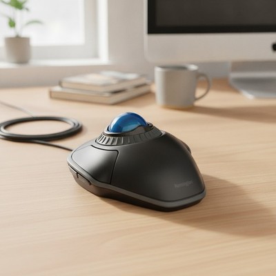 Kompakte USB kabelgebundene Trackball Maus mit reibungslosem Scrollen - Ideal für Arbeitsbereiche
