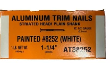 Aluminum Trim Nails AT38252 Painted #8252 White 12-1/2 Gauge 1LB NEW OLD Stock!