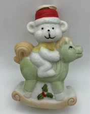 Twinkle Tree Rocker Christmas Porcelain Ornament Vintage in box Jasco Teddy Bear
