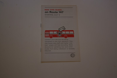London Transport Fahrplan - neue Busse auf der Linie 147 3 Jul 1971