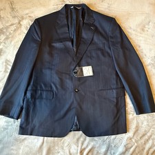 NWT Jos A Bank Signature Platinum Suit Jacket 46R Navy Striped 100 Wool