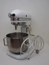 KitchenAid Hobart Vtg Model K5-A White 10 Speed Lift Stand Mixer & Attachments