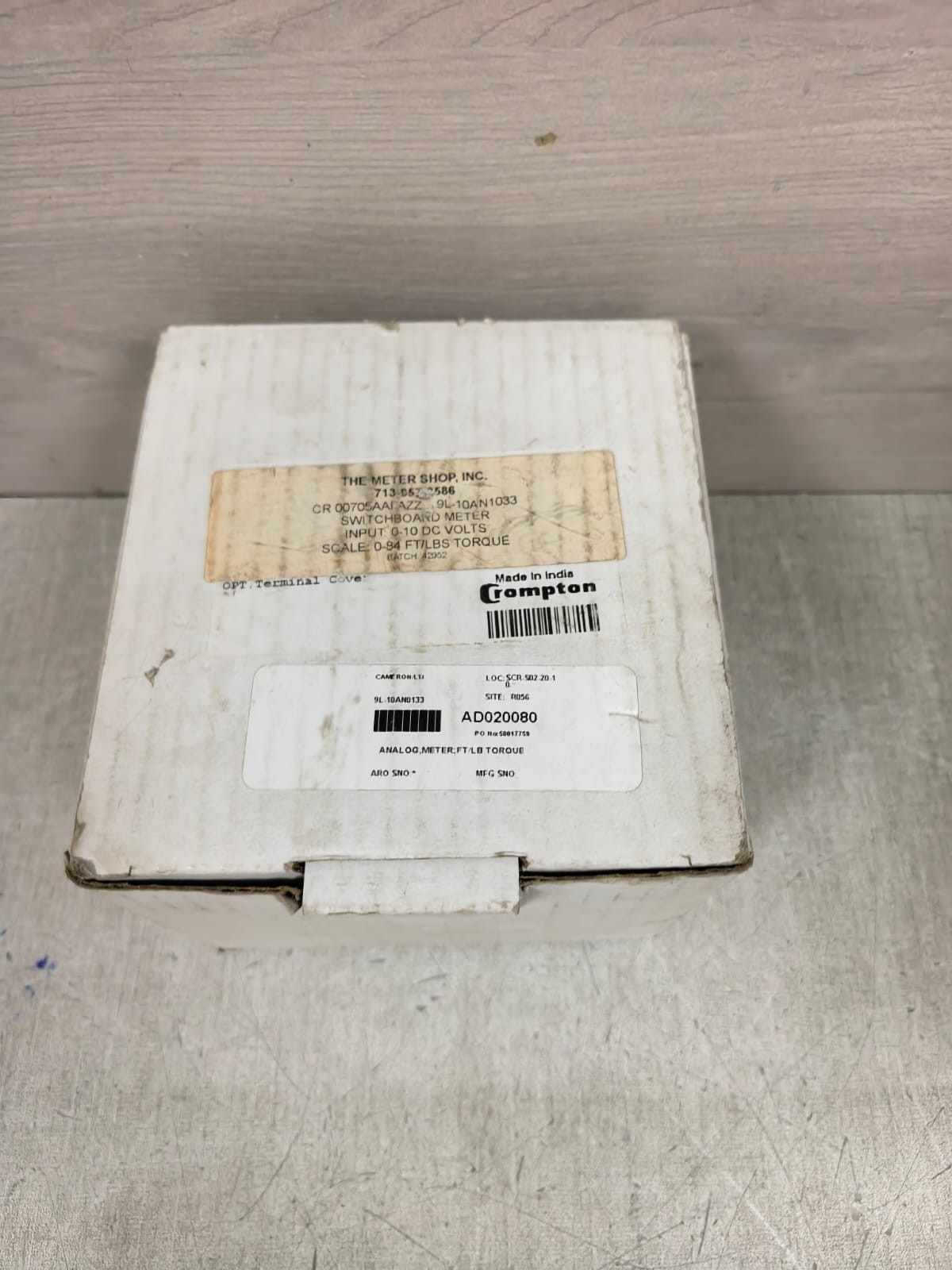 CROMPTON 713-957-8586 CROMPTON 713-957-8586 ANALOG FT/LBS X 1000 TORQUE SWITCHBOARD METER 12