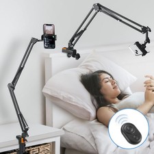 Phone Holder for Bed Desk, Overhead Phone Mount with Wireless Remote, Flexibl...