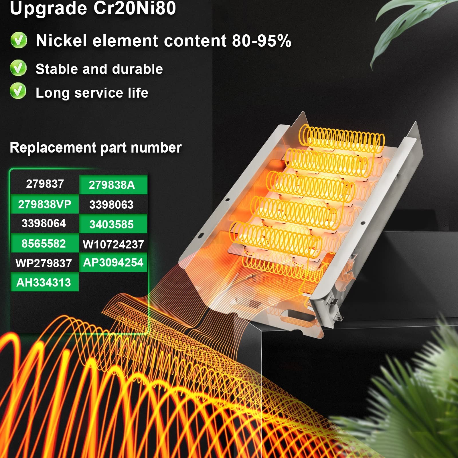 SUMNEW Upgraded 279838 Dryer Heating Element Kit, 5400W 240V, Compatible with...