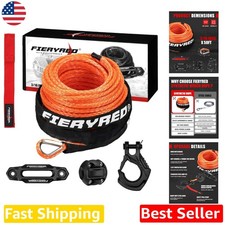 Heavy Duty 8500lb Synthetic Winch Line 50ft 316 Orange Rope Forged Hook Kit Heavy Duty 8500lb Synthetic Winch Line 50ft 316 Orange Rope Forged Hook Kit