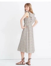 Madewell Ruffle-Strap Square-Neck Midi Dress in Fieldwalk Floral size 14