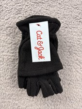 Cat  Jack Boys' Fleece Fliptop Gloves - Black Size 8-16