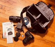 Canon EOS Rebel T5 18MP DSLR Camera 18-55mm  75-300mm Lens Kit Bag 32GB