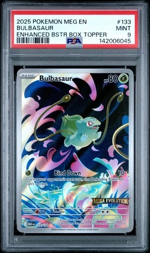 2025 Pokemon Mega MEG En Bulbasaur Enhanced Booster Topper #133 PSA 9