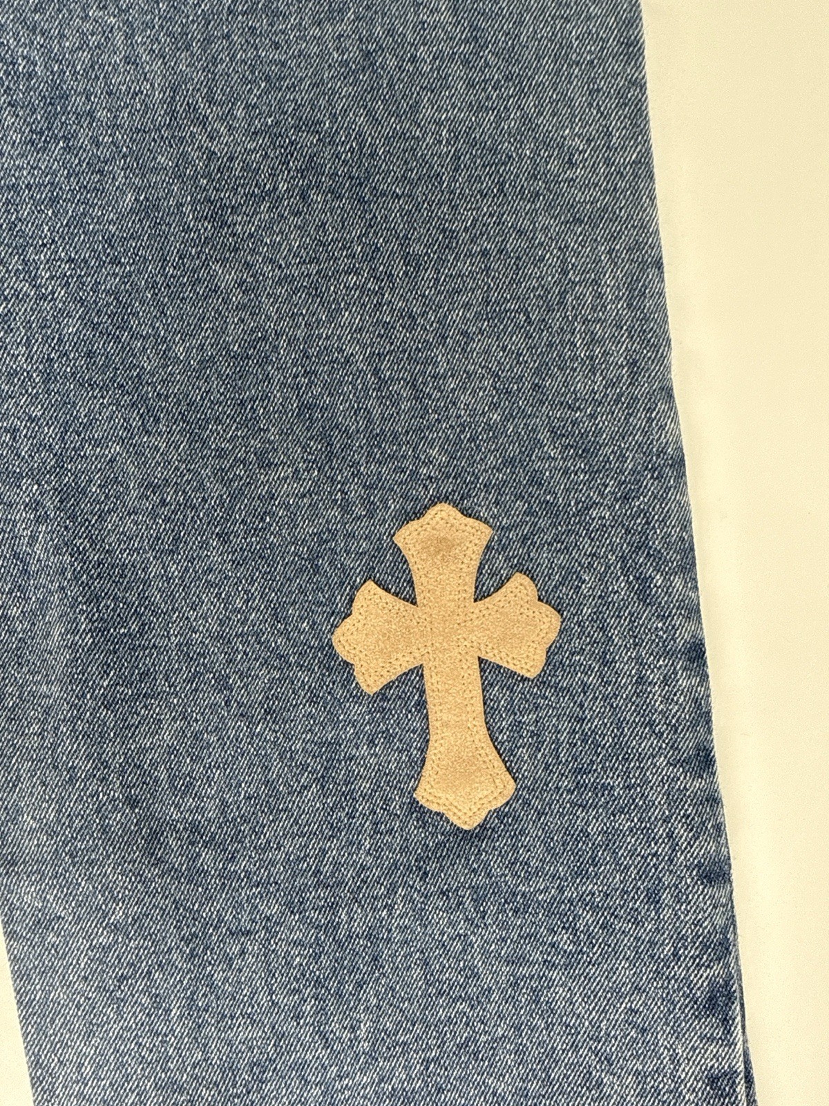 Chrome Hearts Inspired Cross Patch Blue Denim Jeans 36x30 thumbnail 11