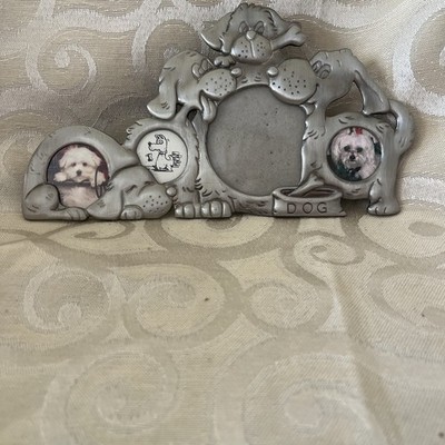 Adorable Dog Collage Pewter Look Silver Multi Four Photo Picture Frame - M